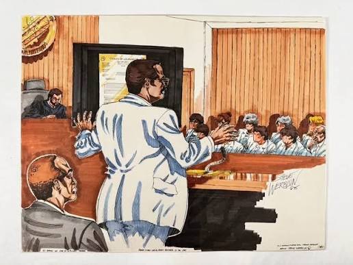 Attorney addressing the jury, Los Angeles courtroom