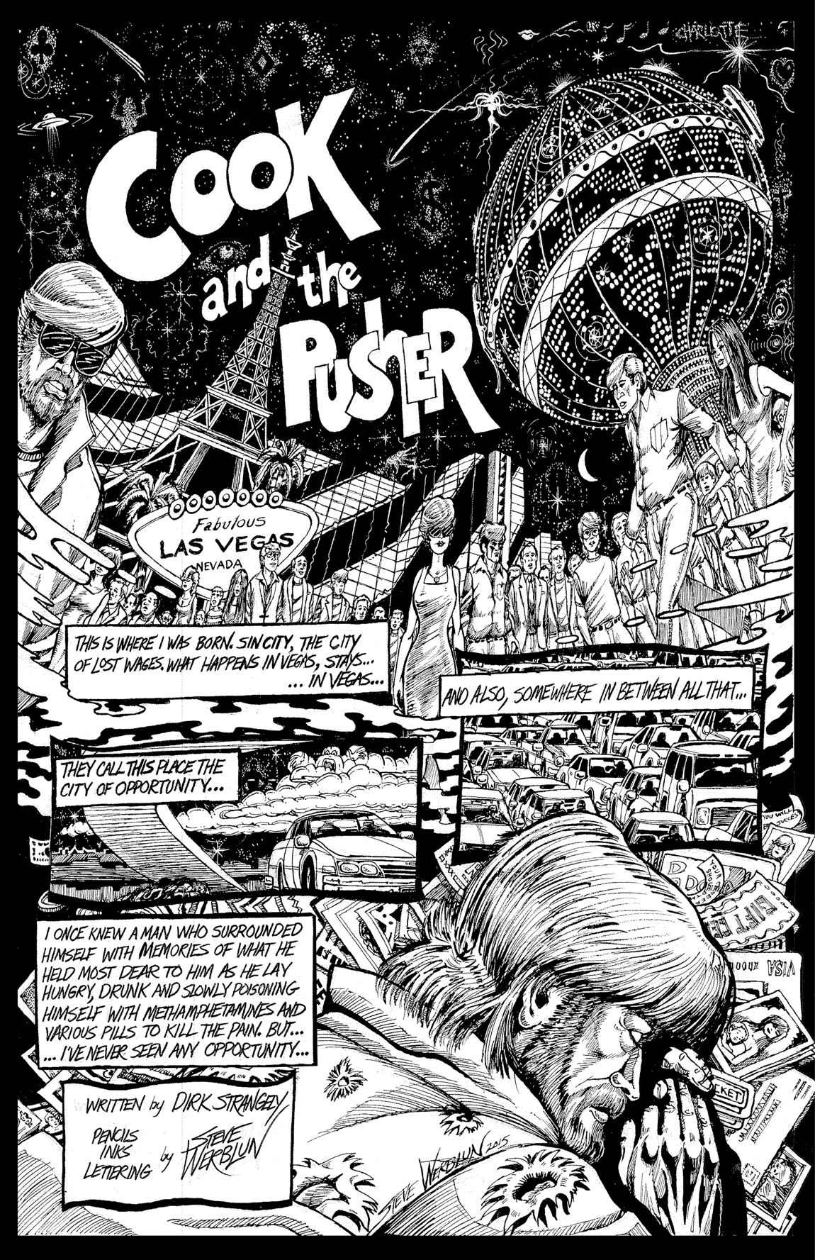Cook and the Pusher, page one, illustrated by Steve Werblun